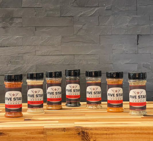 3 Pack Most Popular Flavors | Premium Steak Rub - 5.3 oz – Dry Spice Rub for All Cuts of Steak | Premier Barbecue Rub - 5.3 oz – Dry Rub for Pork, Chicken & Other Meats | Garlic Pepper Seasoning - 5.3 oz – Dry Rub for Meats, Vegetables, Eggs & More