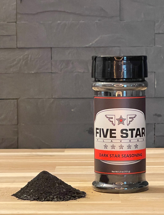 Five Star Flavors Dark Star Seasoning Dry Rub - 5.3 oz (151g) - Smoky Grilled Flavor Enhancer for Meats and Vegetables